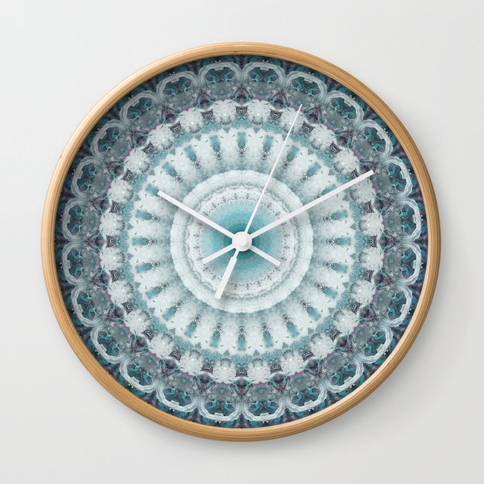 Flowery mandala in blue and gray tones Wall Clock