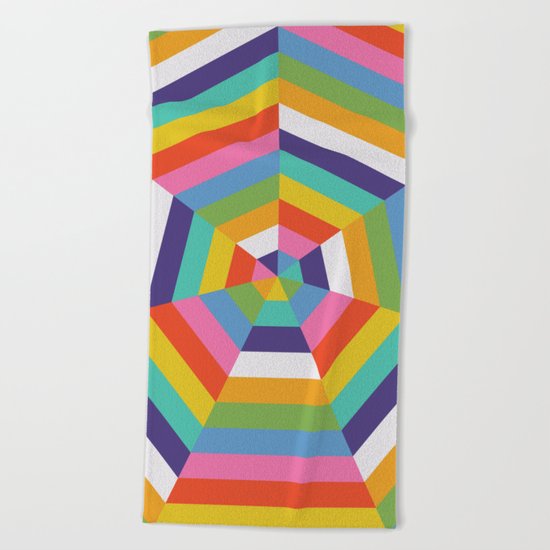 Heptagon Quilt 4 Beach Towel