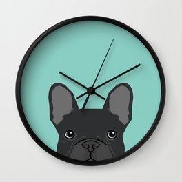 French Bulldog black coat color dog lover pet friendly dog breed pet portraits Wall Clock