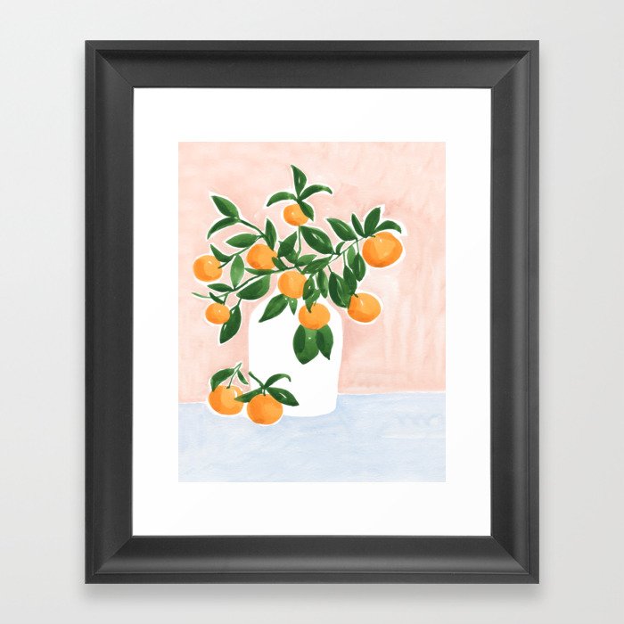 Orange Tree Branch in a Vase Framed Art Print