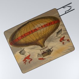 Balloon labeled "H. Lachambre," with two men riding in the basket Picnic Blanket