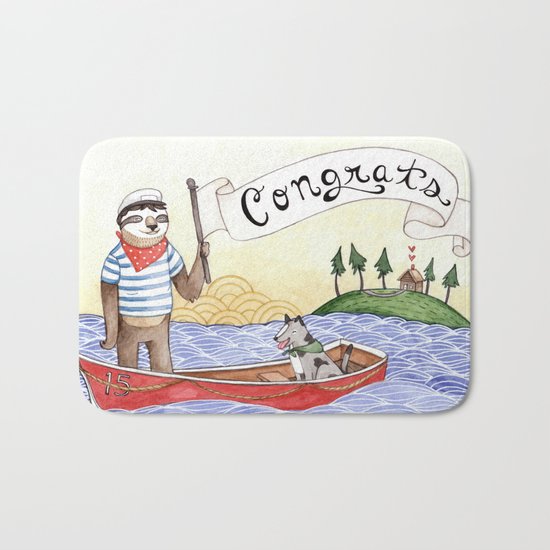 Sloth Congrats Bath Mat