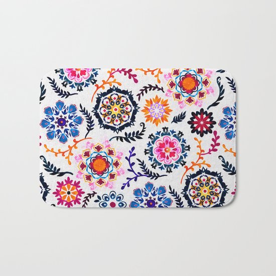 Happy Color Suzani Inspired Pattern Bath Mat