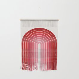 Gradient Arch VI Pink and Red Mid Century Modern Rainbow Wall Hanging