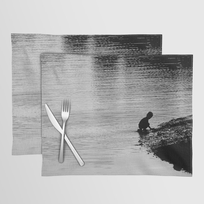 Simple Life by the River - Black and White Photography Placemat