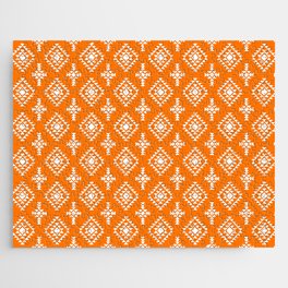Orange and White Native American Tribal Pattern Jigsaw Puzzle