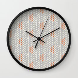 Orange and Grey Wheat Pattern Wall Clock