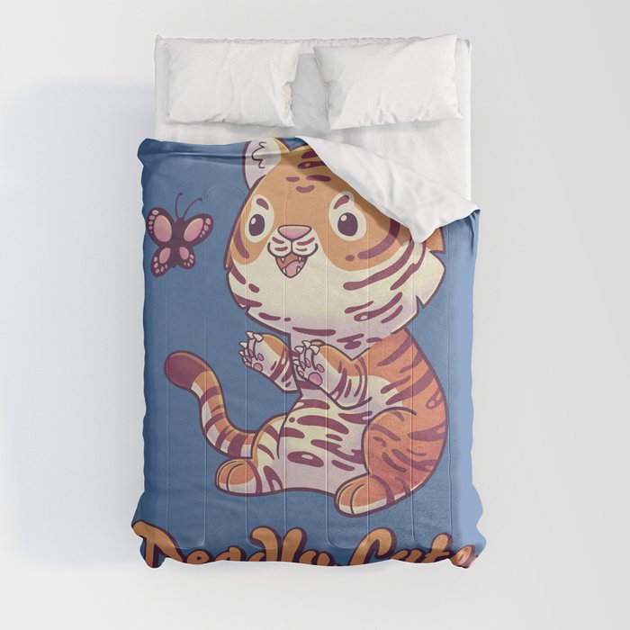 Deadly Cute Tiger // Kawaii, Big Cat, Animals Comforter