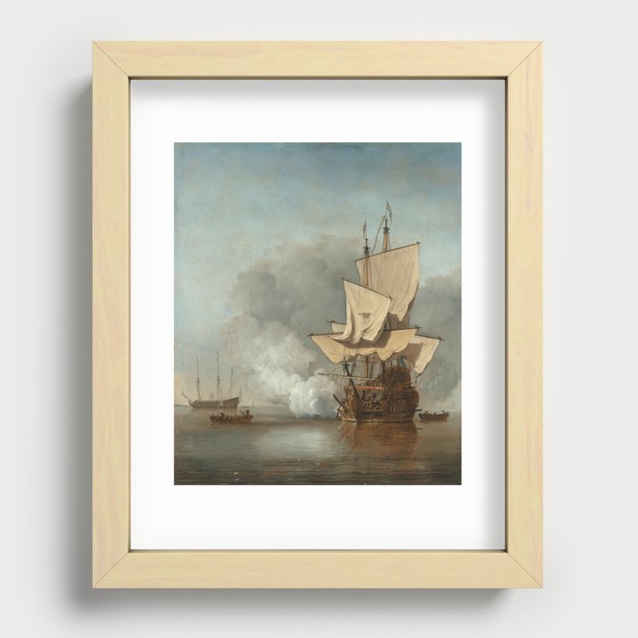 Ship on the sea Recessed Framed Print