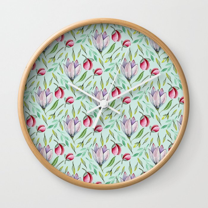 Pink/Purple Florals Wall Clock