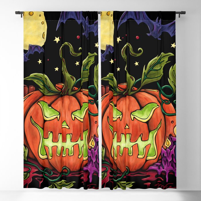 Spooky glowing pumpkin, Bright trick or treat Blackout Curtain