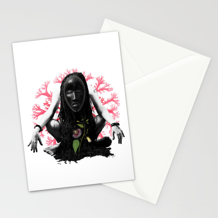 Passion Flower Mask Collage Stationery Cards By Shamila