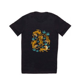 Cute tiger dance in the tropical forest hand drawn illustration T Shirt