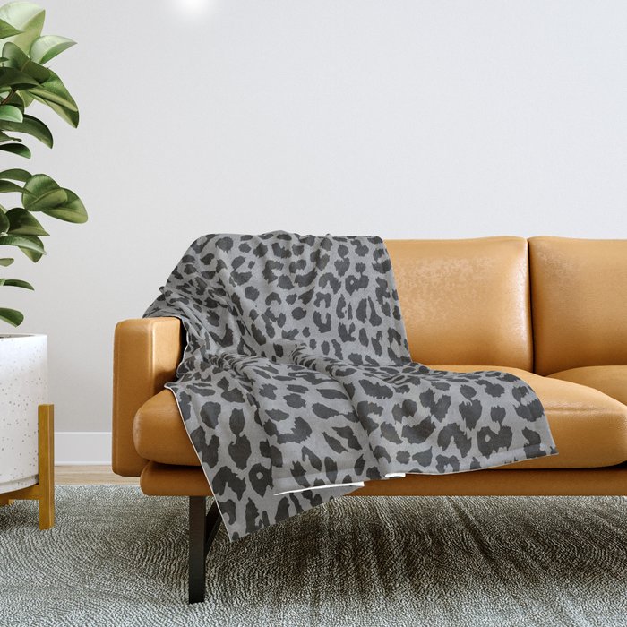 Black & Gray Leopard Print Throw Blanket