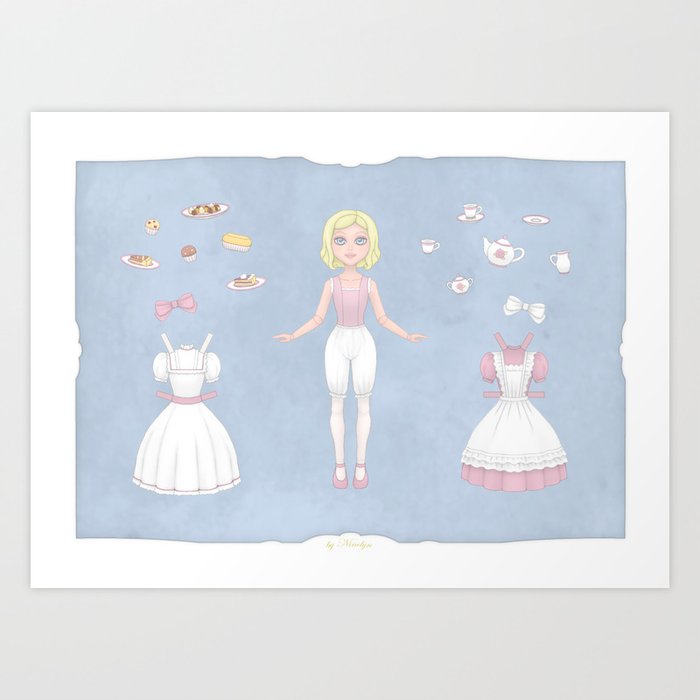 Romantic Tea Party Paper Doll Art Print By Ninelyn Society6