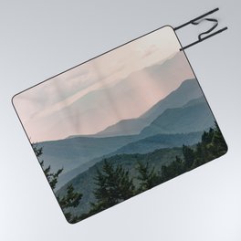 Smoky Mountain Pastel Sunset Picnic Blanket