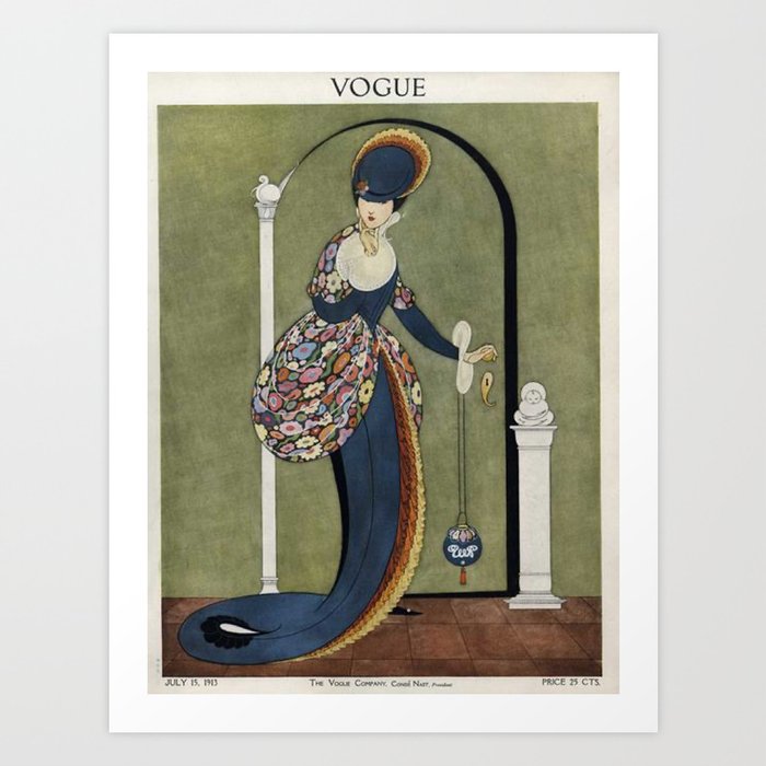 Elegant Retro Woman - Vintage Fashion Magazine Cover - July 1913 Art Print
