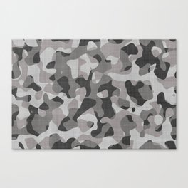 Black And White Camouflage Military Pattern Canvas Print