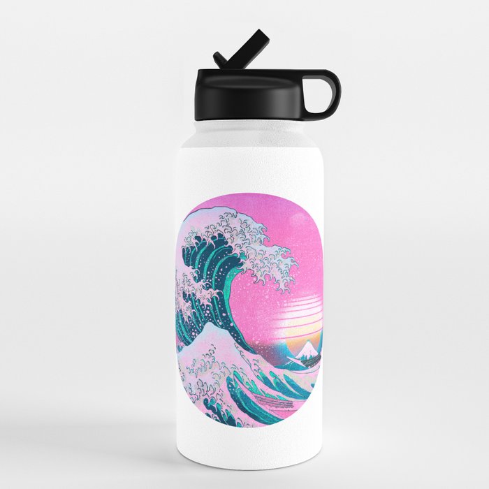Vaporwave Aesthetic Great Wave Off Kanagawa' Water Bottle