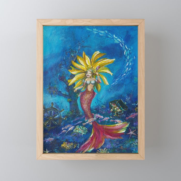 Mermaid Treasure Framed Mini Art Print