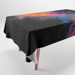 Launched colorful powder on black background Tablecloth