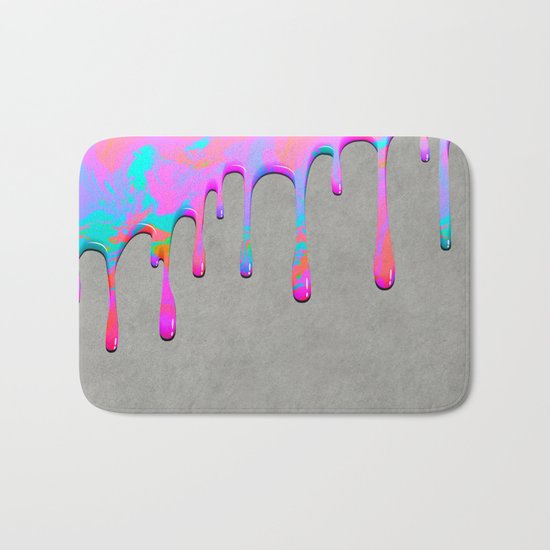 Pink Dripping Paint on Grey Bath Mat