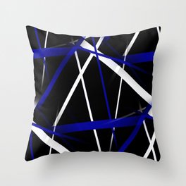 Seamless Abstract Royal Blue and White Lines Throw Pillow