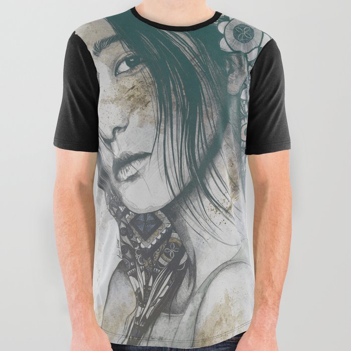 Stoic: Autumn | japanese woman with mandalas All Over Graphic Tee