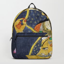 Bani Thani female portrait painting in traditional Rajasthani, the Mona Lisa of India by Nihal Chand Backpack