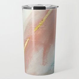 Celestial [3]: a minimal abstract mixed-media piece in Pink, Blue, and gold by Alyssa Hamilton Art Travel Mug