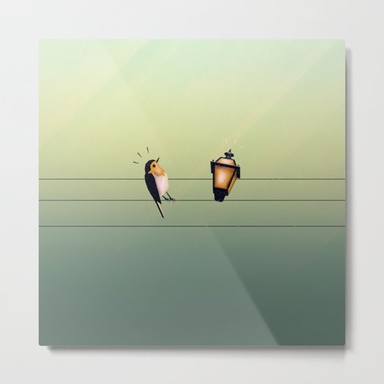 Feeling Wired (Green) Metal Print