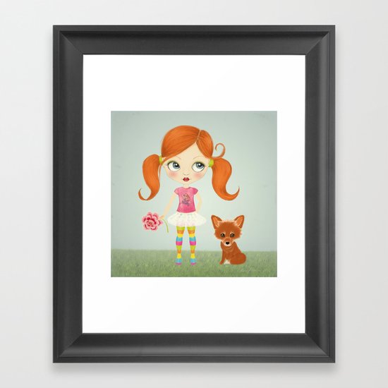 Girl and Fox Framed Art Print