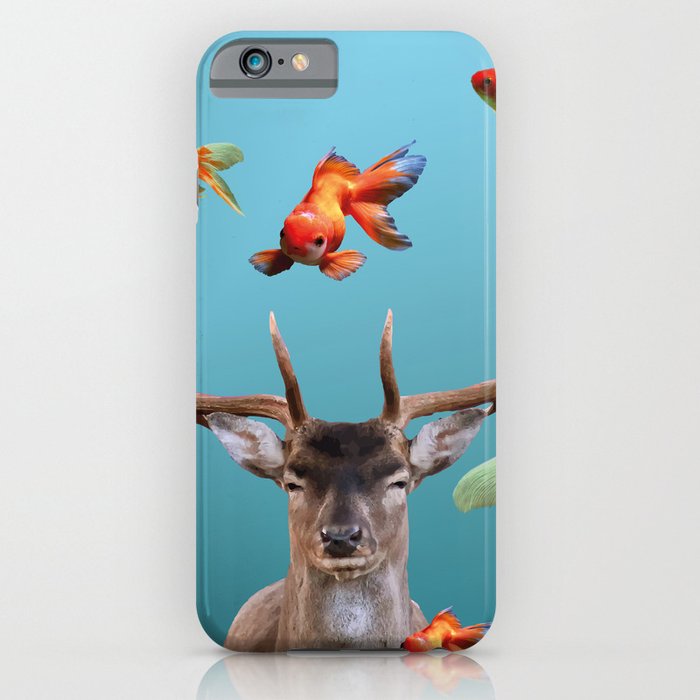 Deer with goldfishes swimming around iPhone Case