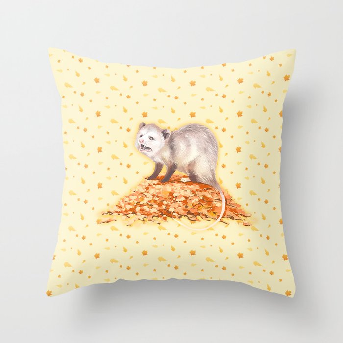 Autumn Opossum Throw Pillow