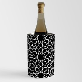 Beautiful Pattern #32 Arabic Geometry White over Black Wine Chiller