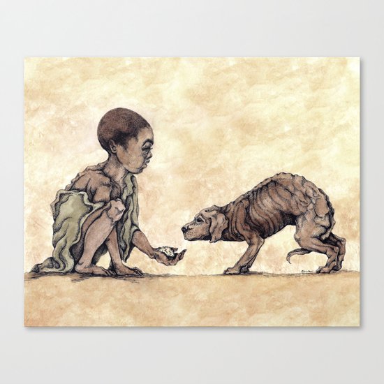 Boy and Puppy Canvas Print