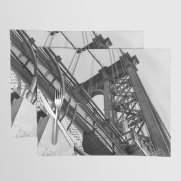 Manhattan Bridge Black and White | New York City | Travel Photography Placemat