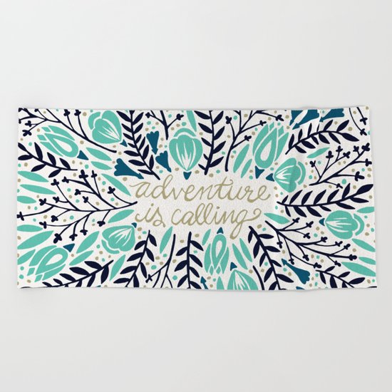 Adventure is Calling – Navy & Mint Palette Beach Towel