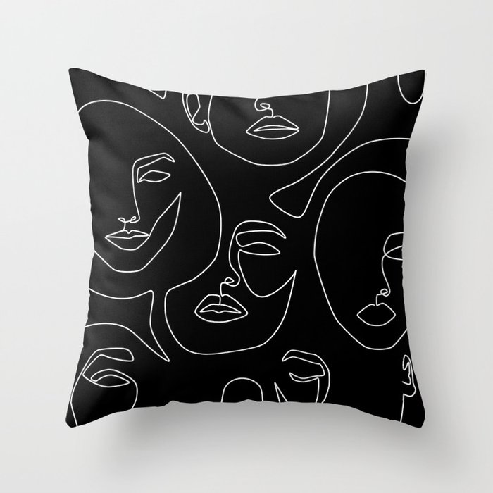 Faces in Dark Throw Pillow