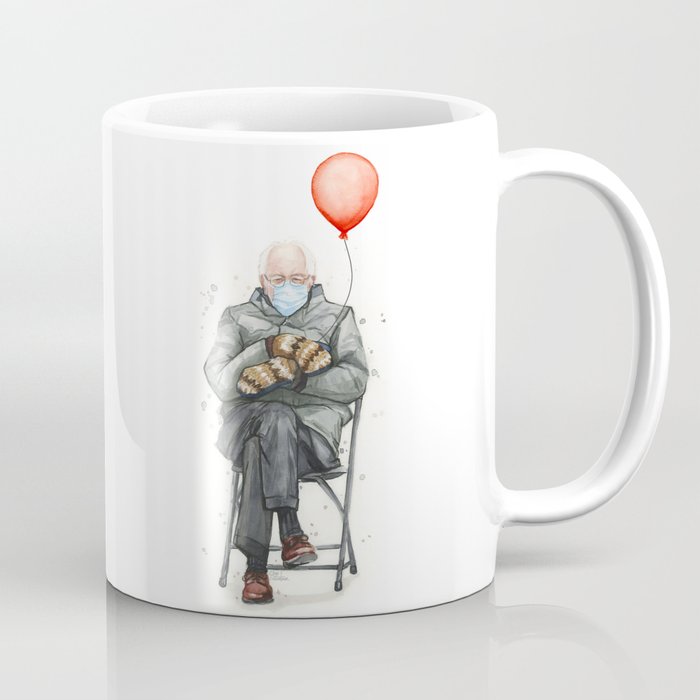 Bernie in Mittens with Balloon Coffee Mug