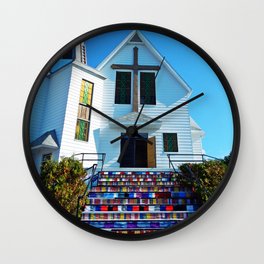 Easter Colored Church Steps Wall Clock