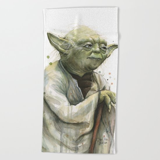 Yoda Jedi Portrait Sci-Fi Beach Towel