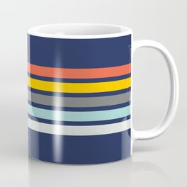 Multicolored Retro Stripes on blue Coffee Mug