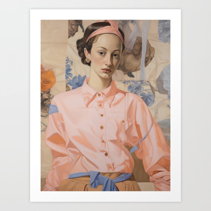 Mid-Century Elegance: Retro Women's Portrait Art Print