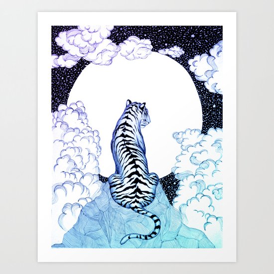 Ombre Tiger Moon Art Print
