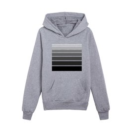 Black, Grey, White Striped Ombre Gradient  Kids Pullover Hoodies