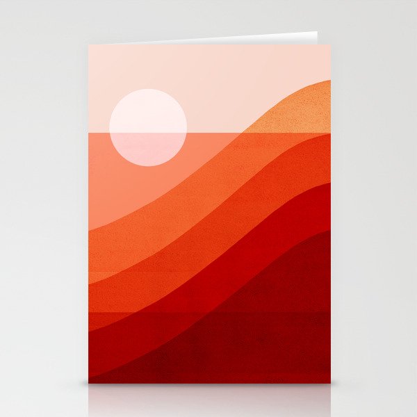 Abstraction_SUNRISE_SUNSET_RED_LANDSCAPE_POP_ART_0502A Stationery Cards