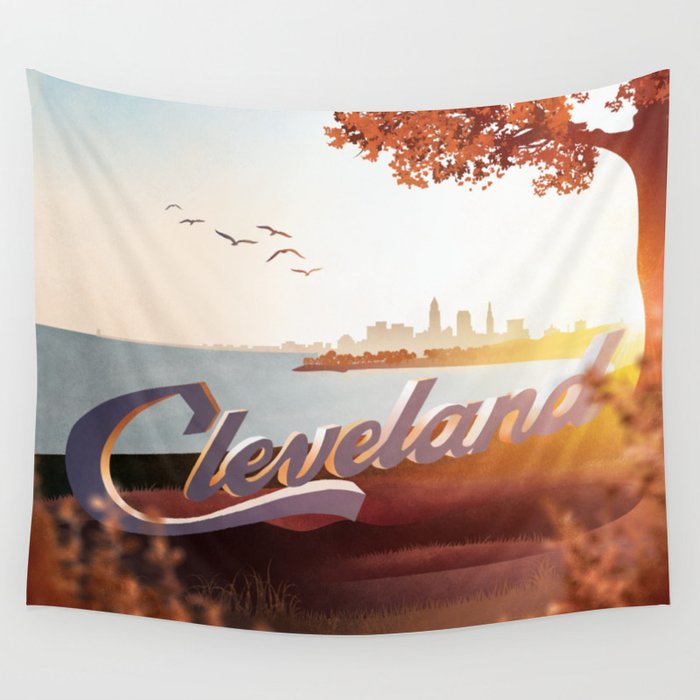 Cleveland Sunset Wall Tapestry