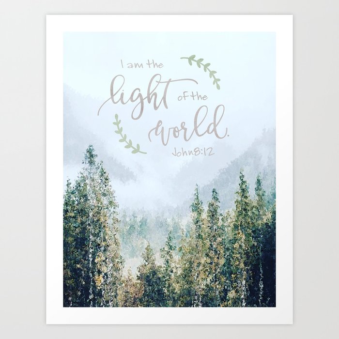 Light Of The World Art Print | Mixed-media, Nature, Painting, Typography