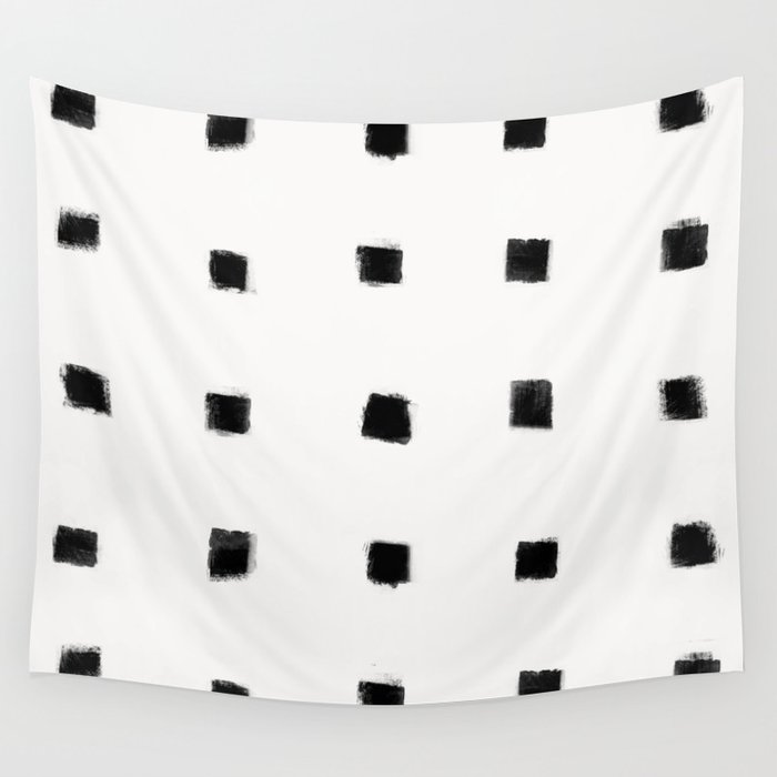 form blocs | polka strokes | black on off white Wall Tapestry